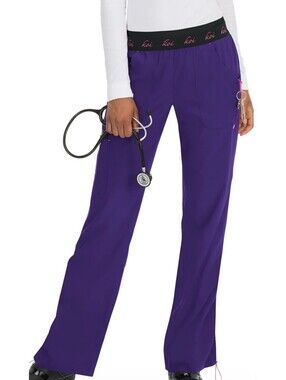 Koi Lite Spirit Medical Scrub Pants Womens Sz Small Petite Purple  Slim Fit EUC